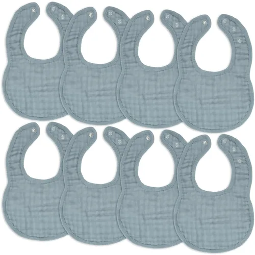 Miniatura 9 de Comfy Cubs Baberos de muselina para bebés, paquete de 8, suaves y altamente absorbentes, baberos para alimentar, babear y dentición, broches Sage