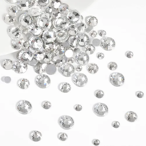 Miniatura 3 de Beadsland Diamantes de imitación para maquillaje, 8 tamaños, 2500 unidades de diamantes de imitación de cristal con parte trasera plana, gemas