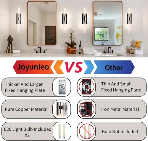 Miniatura 6 de Apliques de pared cromados, apliques de baño de 22.8 pulgadas, apliques de pared para interiores arriba y abajo, juego de dos apliques de pared