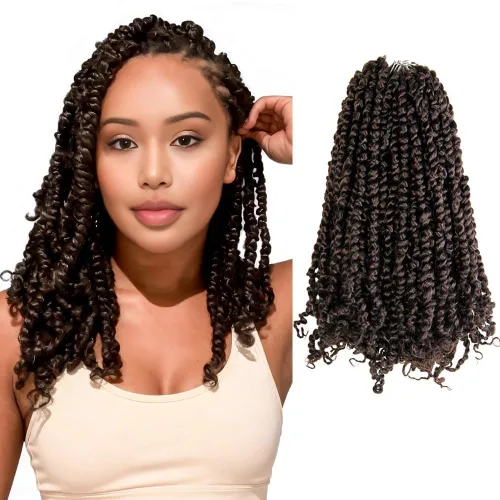 Miniatura 43 de Pelo Passion Twist de 8 pulgadas, trenzas de ganchillo pretrenzadas, paquetes de 8 paquetes (1B/negro natural)