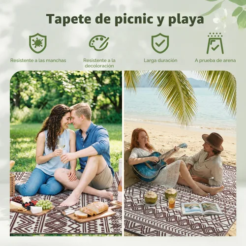 Miniatura 5 de MontVoo Alfombra de exterior impermeable de 5 x 8 pies, para patio al aire libre, pajita de plástico reversible, alfombra de exterior para caravana