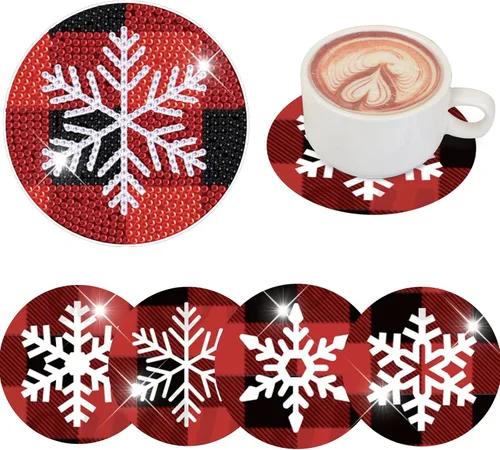 Miniatura 10 de Kit de 8 posavasos de pintura de diamante con soporte, posavasos de gnomo 5D de diamante, manualidades de arte de diamante, posavasos de diamante 8