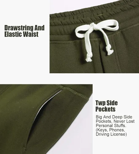 Miniatura 3 de caloleyng Pantalones cortos de algodón para hombre, 8 pulgadas de largo, estilo casual, con bolsillos, para entrenamiento, gimnasio, pantalones