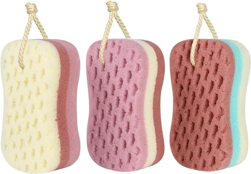 Miniatura 9 de Esponja de baño para mujeres, hombres, adultos, niños, 3 piezas. Esponja de esponja para baño, esponja corporal para baño, accesorios de baño