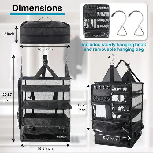 Miniatura 3 de Organizador colgante de maleta y estantes de viaje, cubos de embalaje para viajes, organizador de maleta para equipaje de mano, fácil embalaje