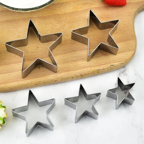 Miniatura 2 de Lchen Stars - Cortadores de galletas de acero inoxidable de 5 estrellas para hornear moldes (estrella)