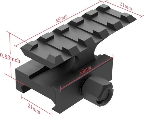 Miniatura 3 de TPO Soporte de riel Picatinny transparente de 1"/0.83"/0.5" con 5 ranuras para puntos rojos, visores, óptica, linterna