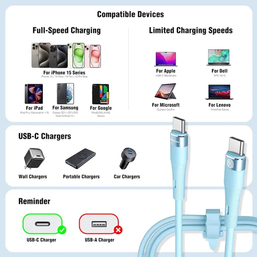 Miniatura 2 de Nillkin Cable USB C a USB C, [silicona líquida, 4 pies], cable de carga rápida tipo C de 60 W para iPhone 15/15 Pro/15 Plus/15 Pro Max, Samsung