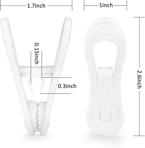 Miniatura 4 de Tinfol Clips de plástico blanco para colgar, paquete de 24 clips para colgar – Pinzas de dedo de agarre fuerte para perchas de ropa de plástico
