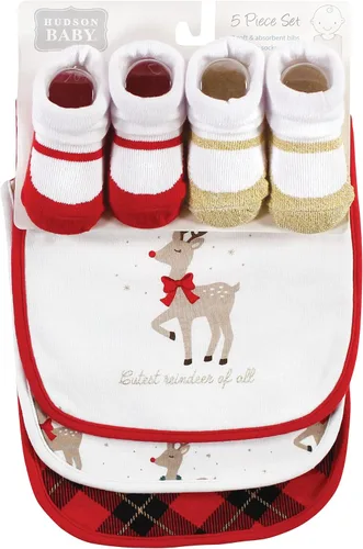 Miniatura 45 de Hudson Baby Conjunto de babero y calcetines unisex de algodón para bebé