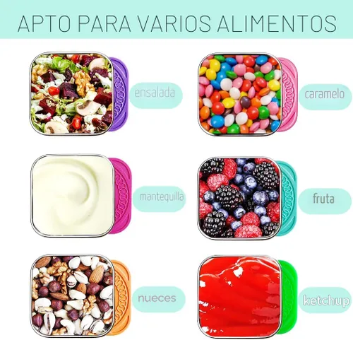 Miniatura 4 de HTEVW 6Pack 6oz Contenedores de aperitivos de acero inoxidable para niños, contenedores de aperitivos para niños de fácil apertura a prueba de fugas