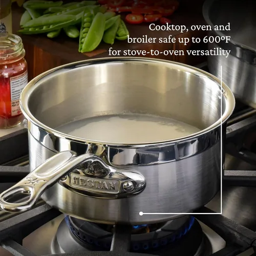 Miniatura 3 de Hestan - Colección ProBond - Sartén profesional de acero inoxidable revestido, compatible con placa de inducción, 1.5 cuartos de galón