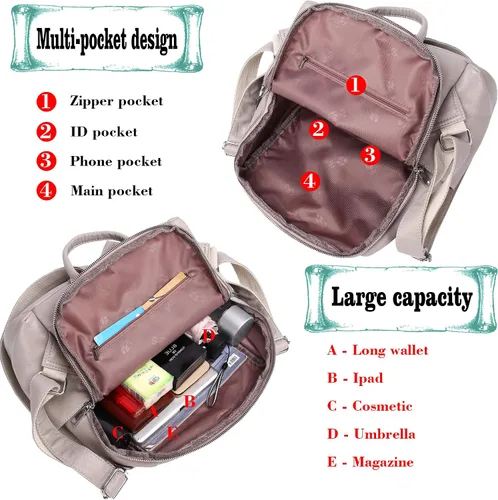 Miniatura 24 de Mochila de moda para mujer, impermeable, bolsa de viaje, bolsa de hombro convertible para mujer