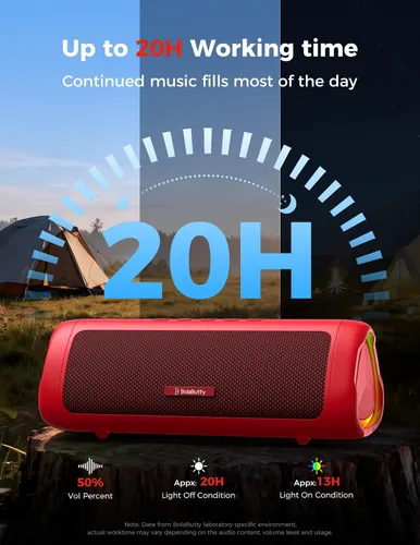 Miniatura 5 de Altavoz Bluetooth, sonido HD de 20 W, inalámbrico portátil, IPX5 impermeable, hasta 24 horas de reproducción, TWS, para hogar, fiesta, exterior, Rojo