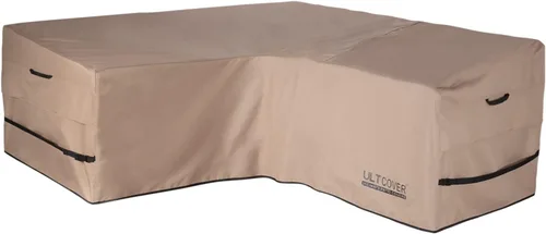 ULTCOVER Funda impermeable para sofá en forma de V para patio de 5 plazas, muebles seccionales de 85 pulgadas de ancho Marrón (en forma de V)