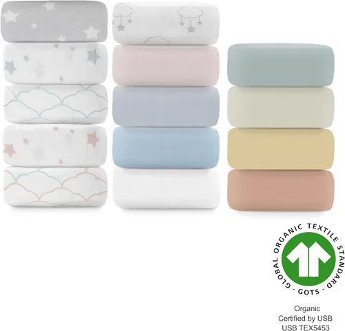 Miniatura 4 de Newton Baby Sábanas bajeras para cuna pequeña (paquete de 2) Sábanas de algodón de muselina orgánico, transpirables y suaves, sábanas de colchón