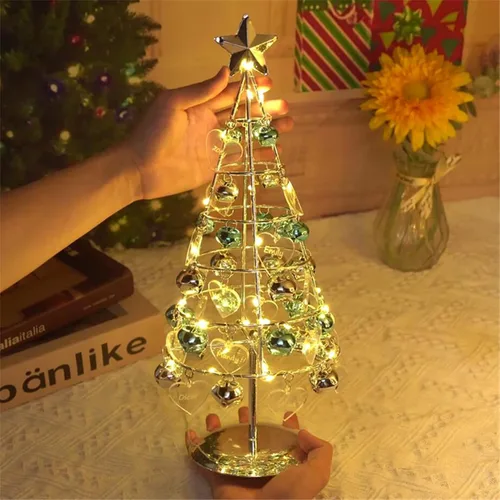 Miniatura 15 de Foto personalizada de árbol de Navidad, luces personalizadas para árbol de Navidad de 1 a 10, imagen familiar, mesa de metal, luz nocturna de árbol