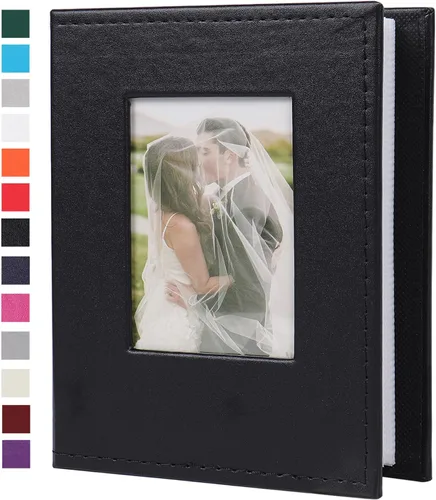 Miniatura 63 de Álbum de Fotos 4x6 para 300 Fotos Cubierta de Cuero PU Página Interior Negra para Álbumes de Boda Libro de Fotos Familiar Bebé Aniversario Bolsillo