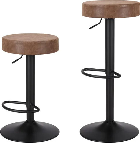 Miniatura 12 de Finnhomy Juego de 2 taburetes de bar de altura de mostrador, taburetes de bar giratorios con reposapiés y espalda descubierta, taburetes de bar Negro