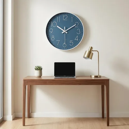 Miniatura 4 de jomparis Reloj de pared grande decorativo para piscina, patio, hogar, dormitorio, sala de estar (azul 13.5 pulgadas)