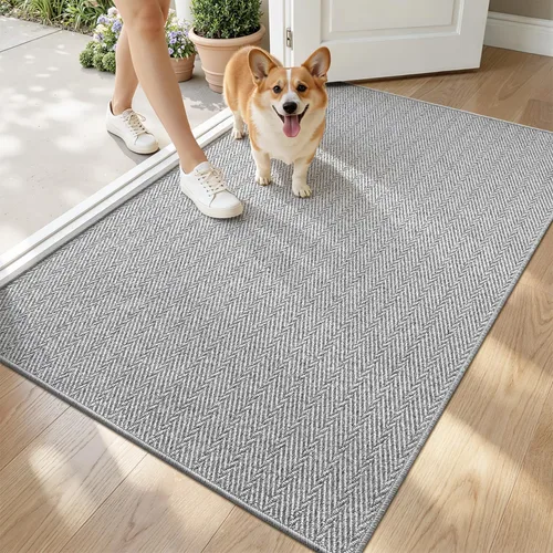 Miniatura 29 de LUMI Tapete ultradelgado para puerta de interior de 17 x 30 pulgadas, tapete de entrada antideslizante, tapete de perfil bajo, tapete de diseño