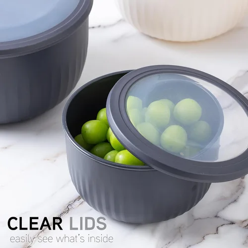 Miniatura 195 de COOK WITH COLOR Tazones de preparación con tapas - Juego de tazones pequeños de mezcla de plástico anchos y profundos anidables con tapas, juego