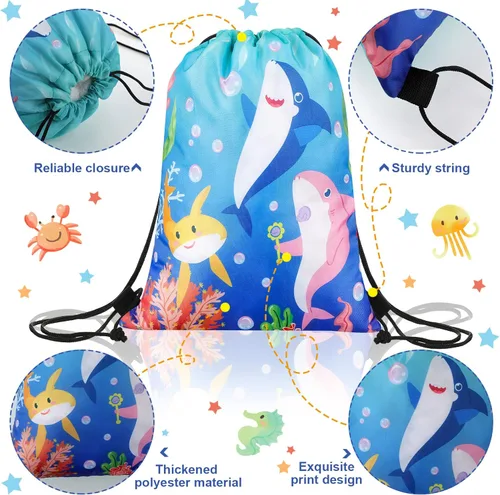 Miniatura 2 de Spiareal Paquete de 18 bolsas de regalo de fiesta de tiburón hawaiano para verano, piscina, tiburón, bolsas de dulces a granel para niños, regalos