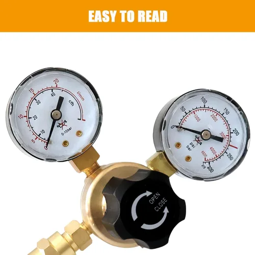 Miniatura 3 de Medidores de regulador de CO2 de argón Reguladores de soldadura de gas para soldador MIG TIG, 0-4000 PSI, conexión de entrada CGA580