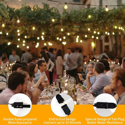 Miniatura 7 de Guirnalda de luces LED para exteriores de 40 pies, impermeable, globo LED G40, iluminación al aire libre para patio con 27 bombillas Edison vintage