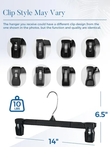 Miniatura 9 de Smartor - Perchas de plástico para pantalones, paquete de 30 unidades, perchas negras para pantalones cortos, perchas para pantalones cortos
