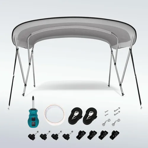 Miniatura 7 de KING BIRD Toldo Superior de Barco Bimini de 3-4 Arcos Protección Solar Toldo de Barco Impermeable Marco de Aluminio Inoxidable de 1 Pulgada 46