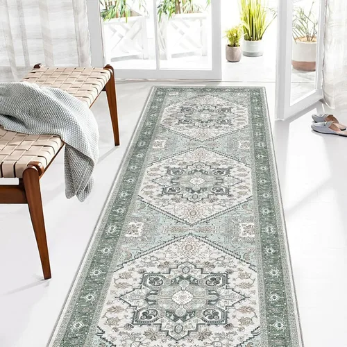 Miniatura 103 de OPPODREAM Alfombras suaves, pequeñas y lavables con parte trasera antideslizante, alfombra de cachemira sintética de pelo bajo, 2 x 3 pies, azul