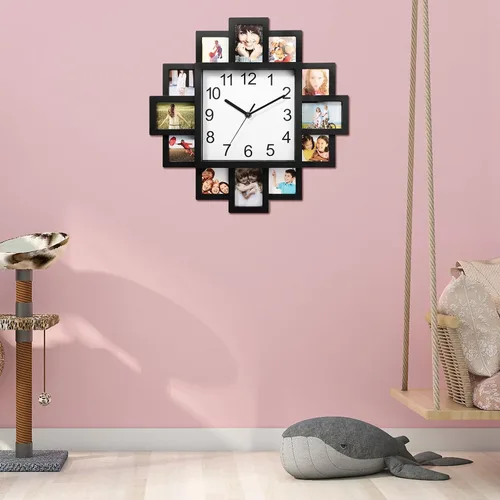 Miniatura 4 de KOCASO Marco de fotos, collage de 12 imágenes, reloj de pared para colgar en la pared, decoración del hogar, haz tu propio reloj multifoto, punto