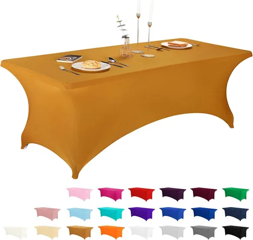Miniatura 69 de LZY Cubierta de Mesa Elástica Ajustable de Spandex para Mesa Plegable de 6 pies, 4 pies o 8 pies, Mantel de Cóctel Rectangular, Perfecto para Champn