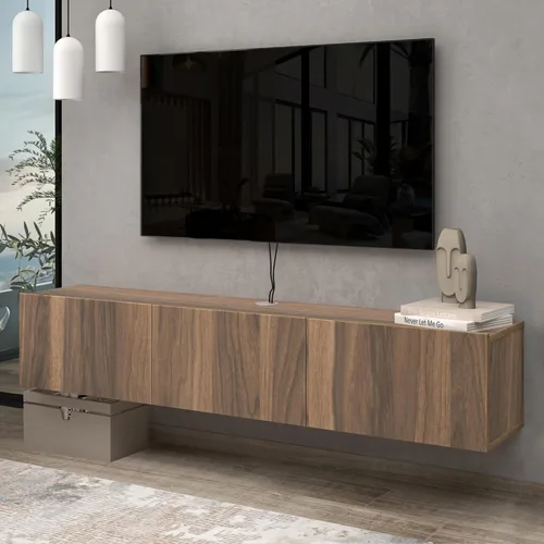 Miniatura 13 de Atelier Mobili - Soporte de TV flotante negro de 65 pulgadas, centro de entretenimiento flotante para TV de 80 pulgadas, gabinete de TV negro