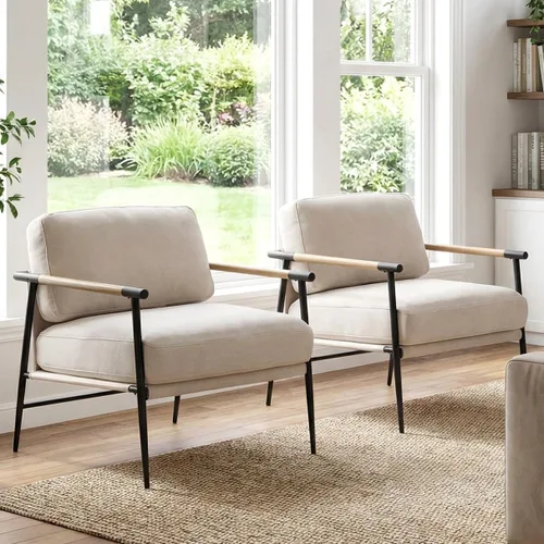 Miniatura 15 de LukeAlon Silla decorativa de chenille de mediados de siglo, silla ultra suave para sala de estar con patas de metal, silla moderna de estar