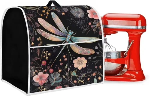 Miniatura 5 de Funda para batidora de pie de libélula bohemia compatible con mezclador de cocina de 4.5 a 5 cuartos de galón, a prueba de polvo, cubierta