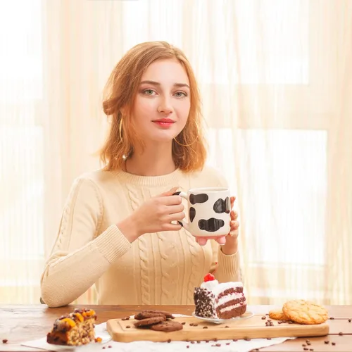Miniatura 7 de SWEETLO Taza de Café de Vaca Artículos de Vacas Taza de Cerámica de 15oz - Taza para Amantes de las Vacas con Ubres - Tazas con Lindos Diseños