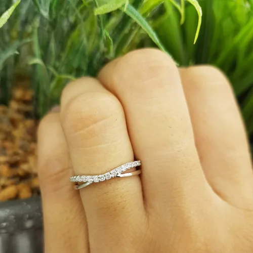 Miniatura 7 de Dazzlingrock Collection Banda de guardia de boda con contorno de diamante blanco redondo de 0.25 quilates (ctw) para ella