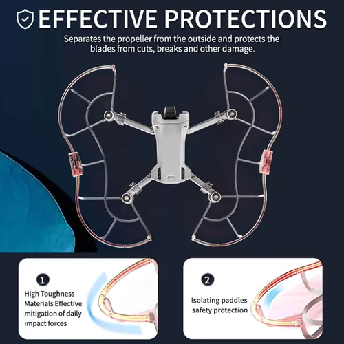 Miniatura 4 de Protector de hélice luminoso compatible con DJI Mini 3/Mini 3 Pro Drone Quick Release Blade Protectores Hélice, Funda protectora anticolisión