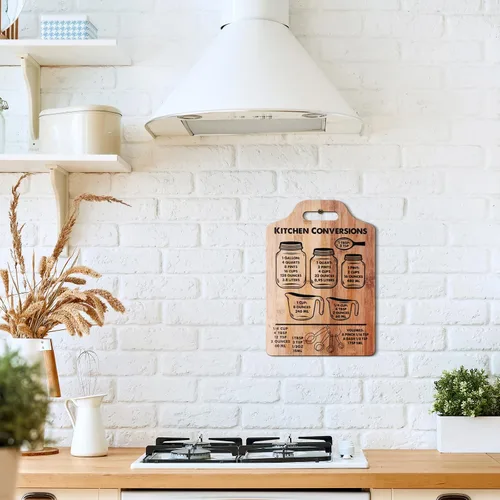 Miniatura 6 de Tabla de conversión de cocina rústica, arte de pared de madera, tabla de conversión de medidas, letrero decorativo, utensilios de cocina, utensilios