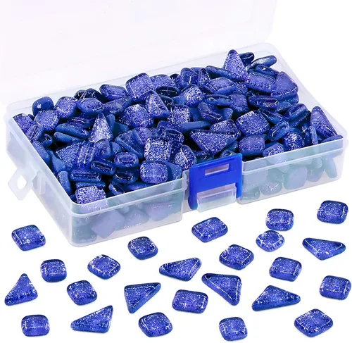 Miniatura 7 de Swpeet Kit surtido de azulejos de mosaico de 1 libra de color naranja brillante, azulejos de mosaico auténticos cuadrados y triangulares, mosaico