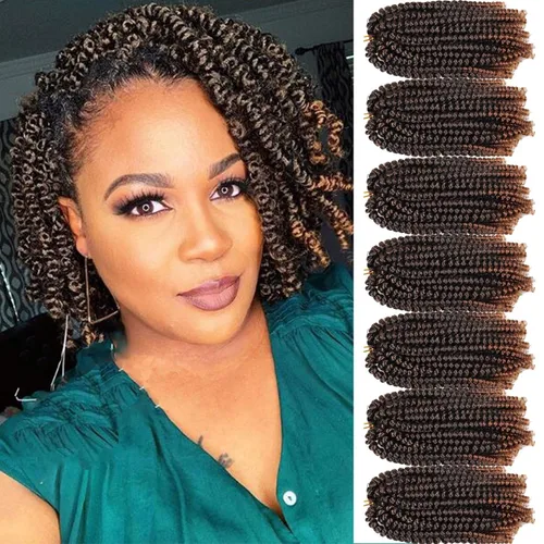 Miniatura 58 de Paquete de 2 cabello para trenzas en espiral de 8 pulgadas, cabello Spring Twist para rastas falsas, rastas de mariposa, cabello para trenzas, fibra
