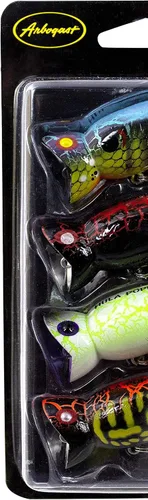 Miniatura 2 de Arbogast Señuelo de pesca Hula Popper 2.0 Topwater con gancho agudo emplumado y cuerpo de patrón de grietas