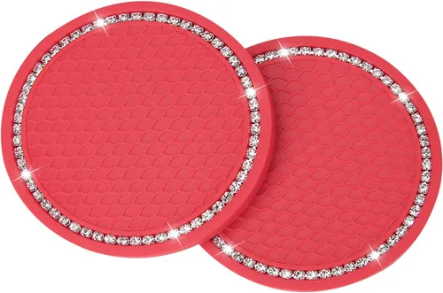 Miniatura 5 de Paquete de 2 posavasos para automóvil, 2.75 pulgadas, bandera estadounidense, juego de almohadillas de goma suave, soporte redondo para vasos