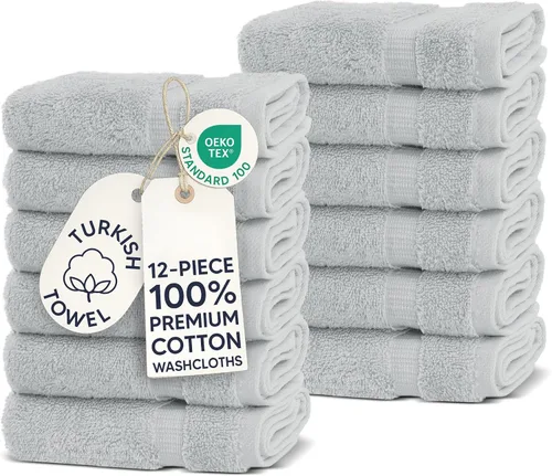 Miniatura 88 de Chakir Turkish Linens - Toallas turcas de 100% algodón, suaves y absorbentes (4 paños, color gris)
