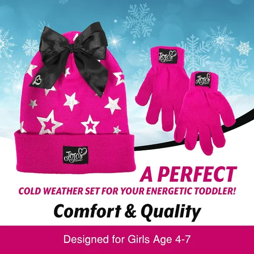 Miniatura 3 de Nickelodeon JoJo Siwa - Juego de guantes y gorro de invierno para niñas 4 a 7 años