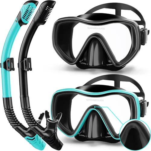 Miniatura 10 de Snorkeling Gear for Adults, Dry Snorkel Set 180° Panoramic Wide View Anti-Fog Scuba Diving Mask, Professional Snorkel Gear for Free Breathing
