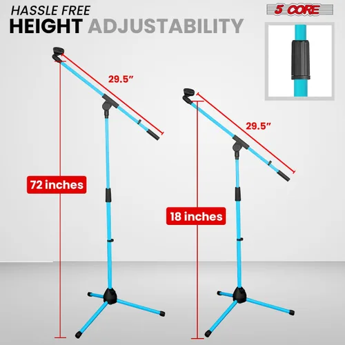 Miniatura 2 de 5 Core Soporte de micrófono de piso universal de altura ajustable trípode soportes de micrófono w brazo telescópico extensible plegable portátil w 2