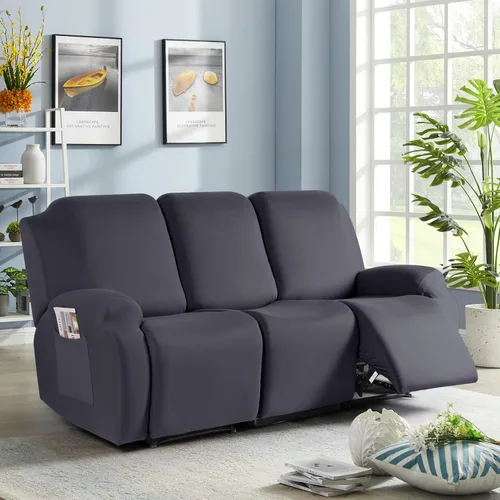 Miniatura 7 de TAOCOCO Funda para sofá reclinable, 3 piezas de fundas de tela de poliéster elástica para sofá reclinable de 3 asientos, protector de muebles suave